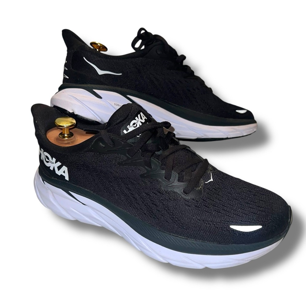 Hoka One One Clifton 8 Running Shoes Women's Size 7.5 B Black White